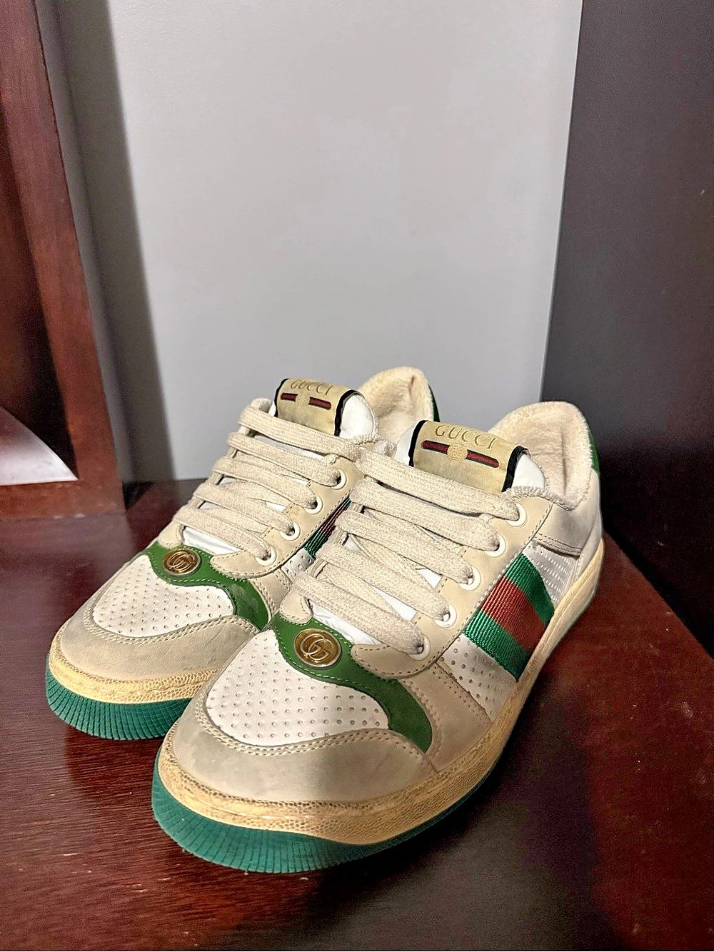 Gucci Screener Leather Sneaker Sneakers White & Green